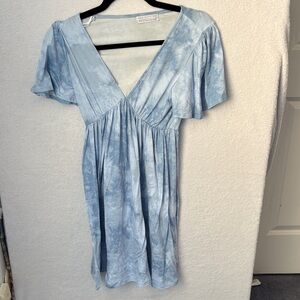 Zara Light Blue V-Neck Mini Dress